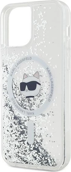 Mbështjellës Karl Lagerfeld Liquid Glitter Choupette Head MagSafe për iPhone 12/12 Pro, Transparent