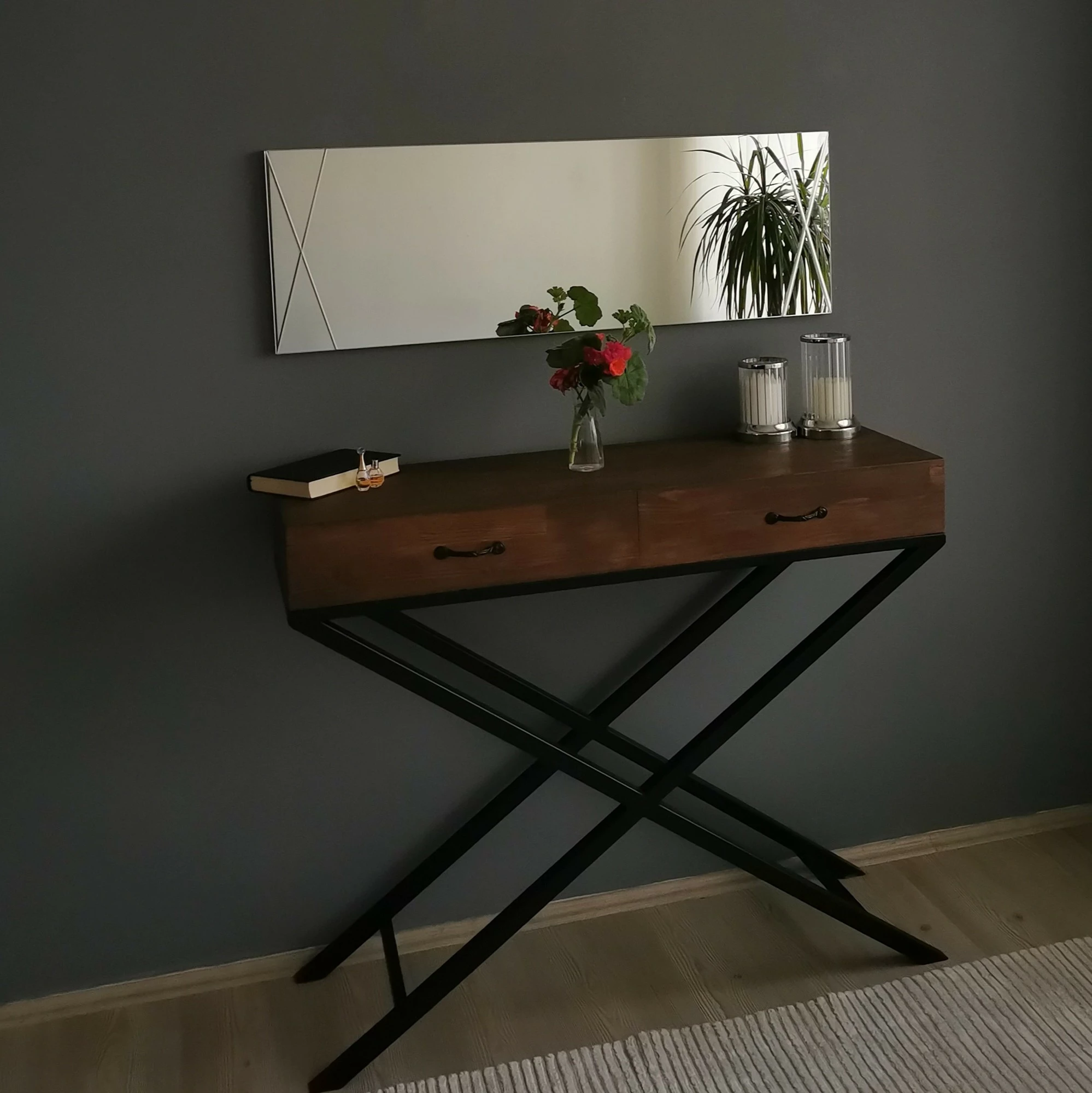 Pasqyrë Hanah Home, A321Y, ngjyrë argjendi, 35x105cm