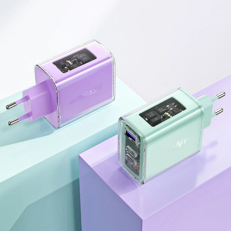 Karikues muri Acefast A45, 65W, 3 porta (1xUSB, 2xUSB-C), GaN, i gjelbër