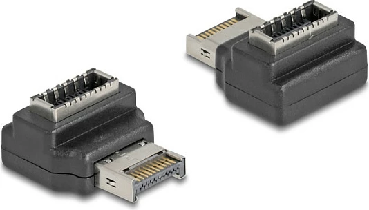 Adapter USB Type-E DeLOCK 67237, USB 3.2 Gen 2 10Gbps, këndor, i zi