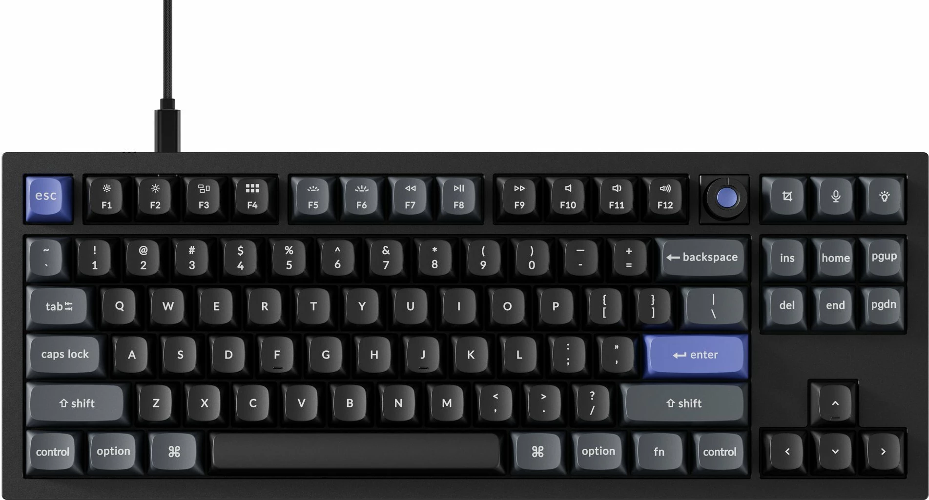 Tastierë gaming Keychron Q3 HE 8K, 80% TKL US, USB wired, RGB, switch magnetik Keychron Lime (Q3HW-M1), e zezë