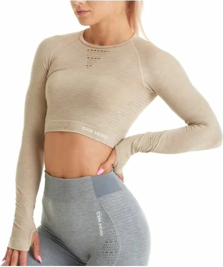 Maicë me mëngë të gjata GymHero Longsleeve LONG-SAND, bezhë M/L