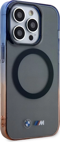 Mbështjellës BMW Gradient Bumper MagSafe për iPhone 14 Pro Max, gri/portokalli/kaltër