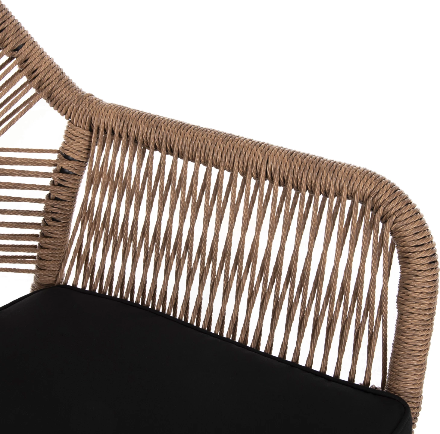 Karrige TOPIN FH6048.02 alumini, ngjyrë e zezë, ratan sintetik, ngjyrë bezhë, jastëk i zi, 57x65x84H cm