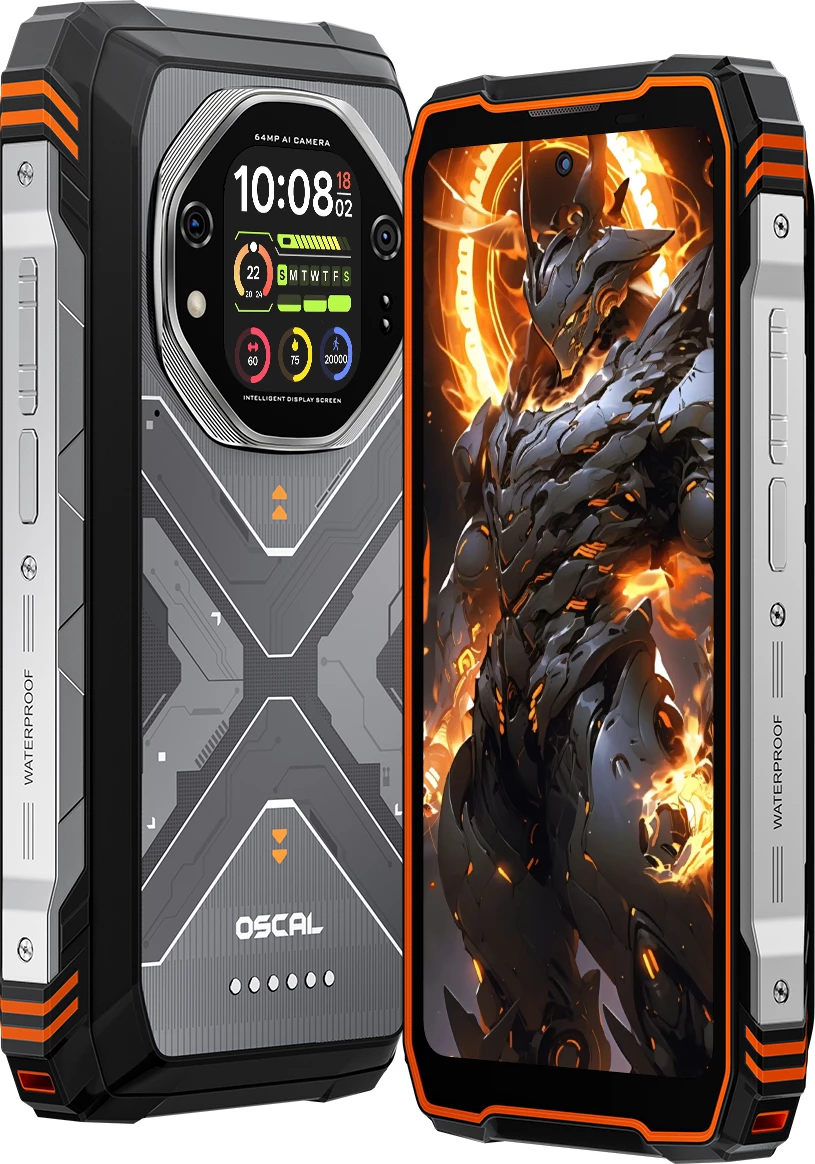 Celular Oscal Tank 1 16GB RAM 512GB 5G bateri 20000mAh IP68/IP69K/MIL-STD-810H, portokalli