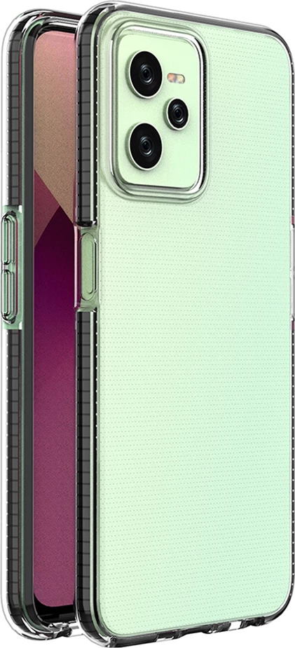 Mbështjellës Hurtel Spring Case për Realme C35, TPU, i hollë, i zi me kornizë ngjyrë