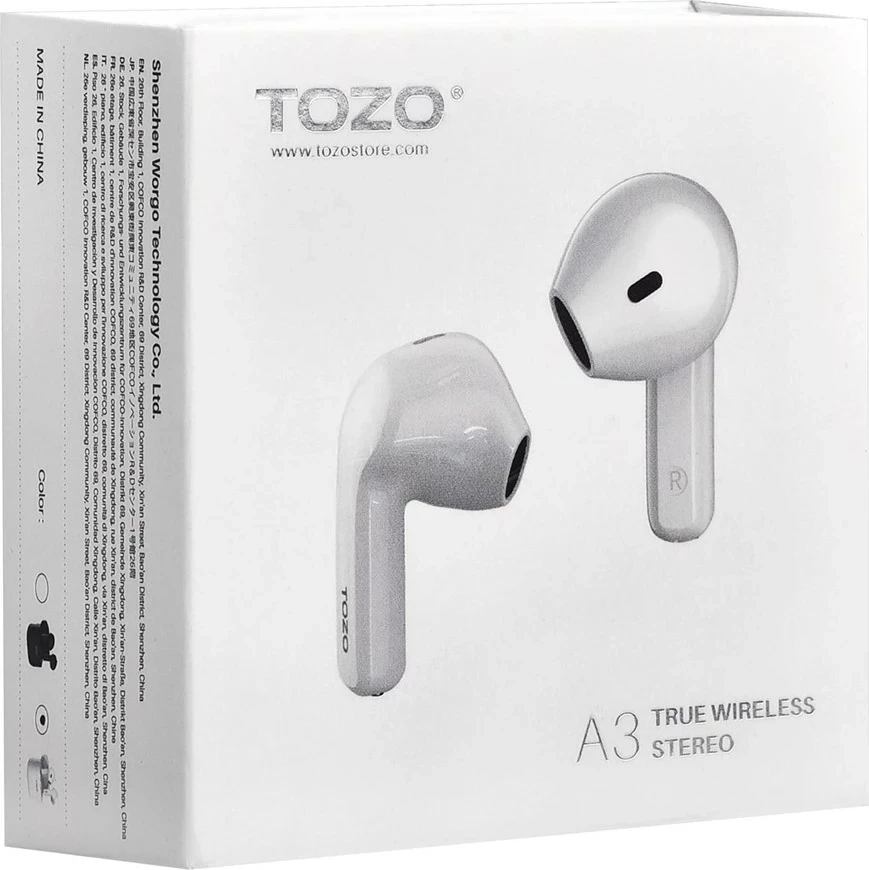 Kufje TOZO A3 True Wireless Stereo (TWS) USB Type-C Bluetooth In-Ear, Bardhë