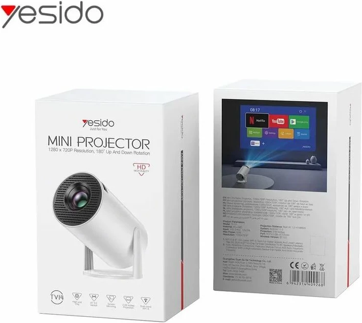 Mini Projektor 1280x720p Bt 5.0 2.69'' 110-240v,12v/2a