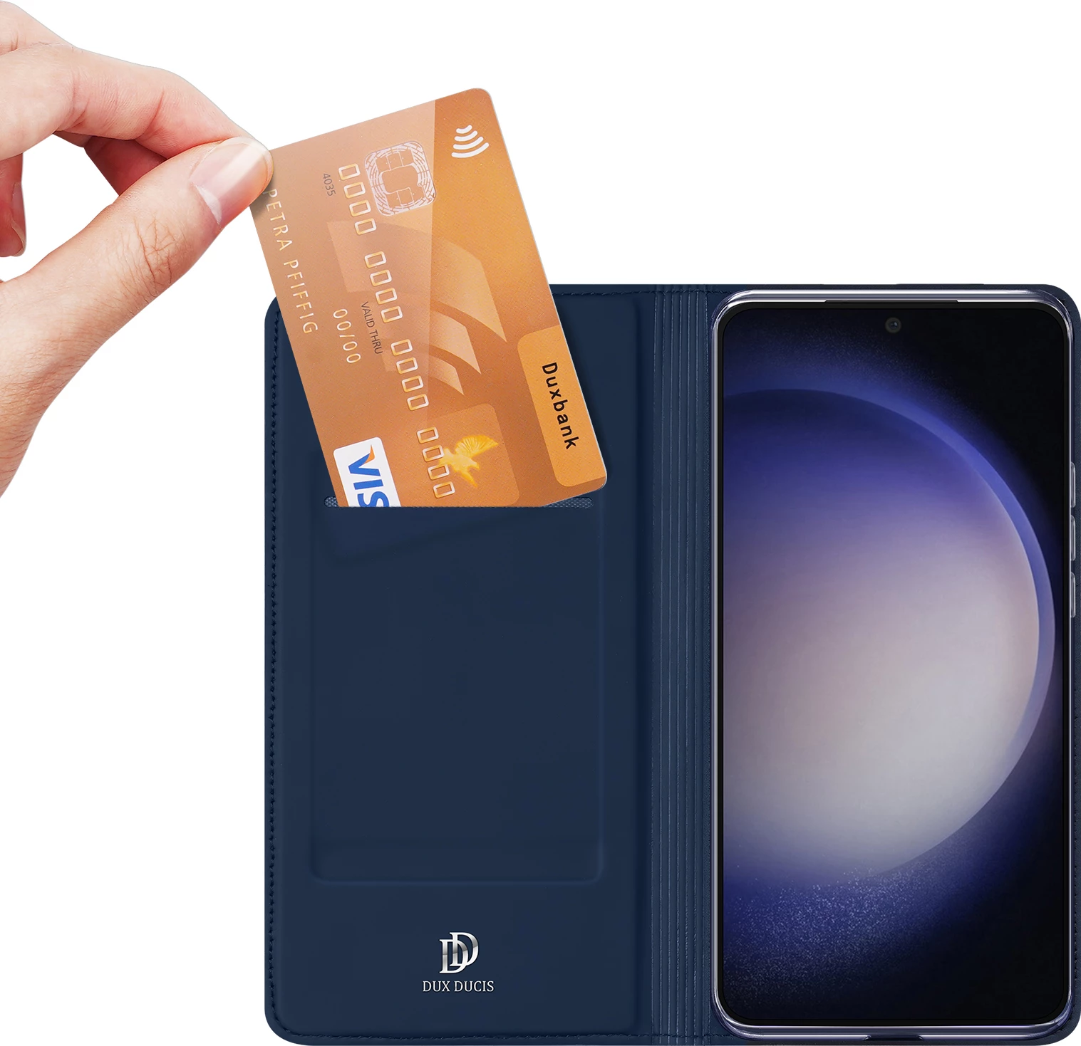 Mbështjellës Dux Ducis Skin Pro për Samsung Galaxy S24, me kapak, kaltër