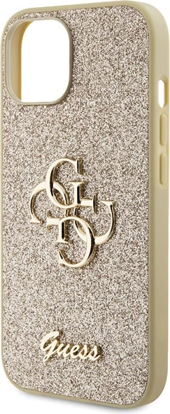 Mbështjellës Guess Glitter Script Big 4G për iPhone 15, Ari