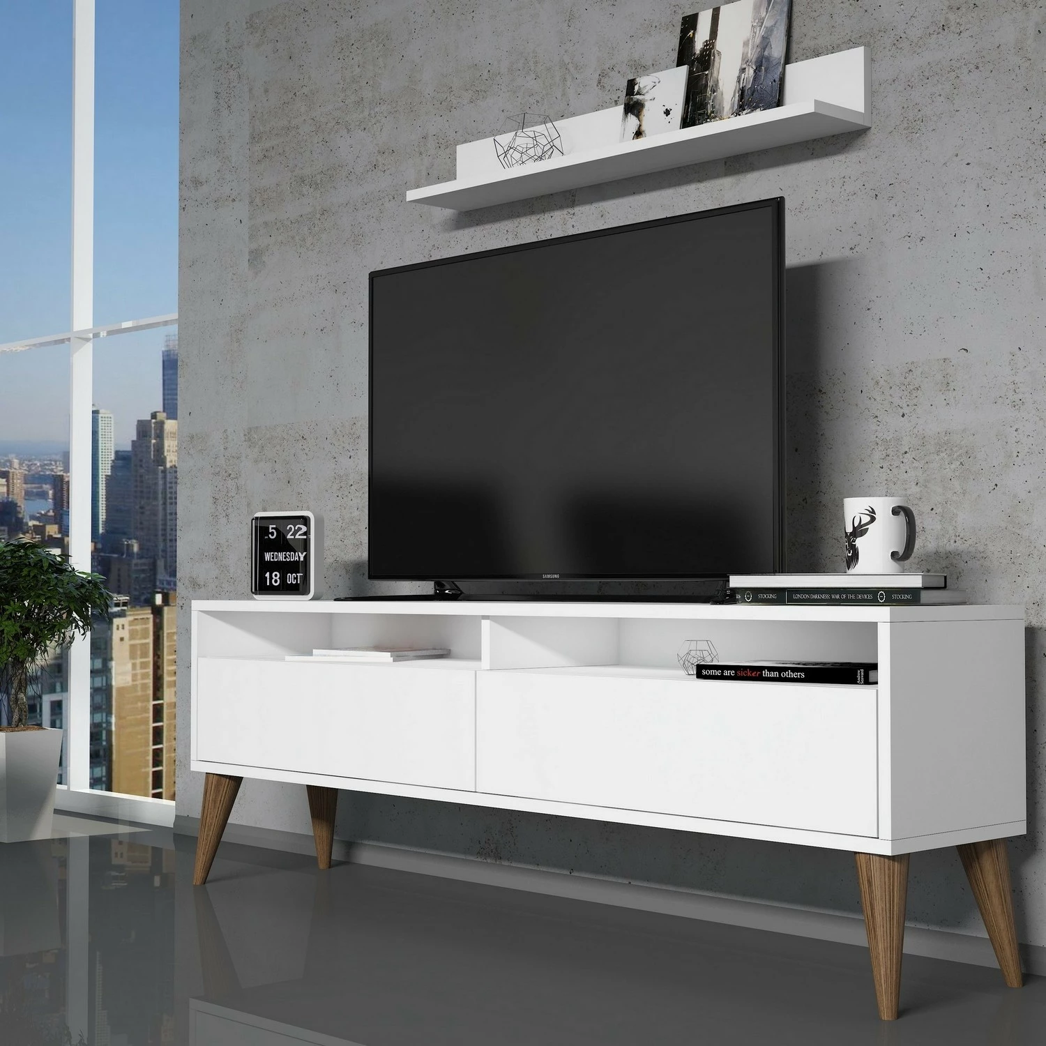 Komodë TV Hanah Home, Best, e bardhë