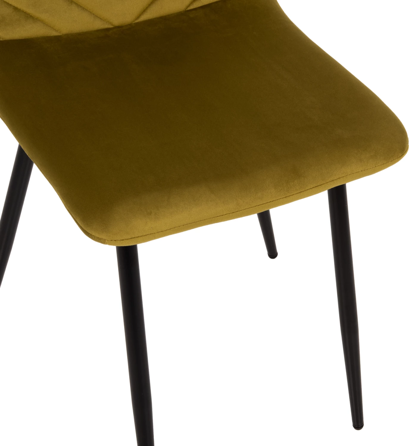 Karrige ngrënieje LATRELL, FH8587.07, kadife jeshile ulliri, këmbë metali të zeza, 43x54x88H cm, set prej 4 copash