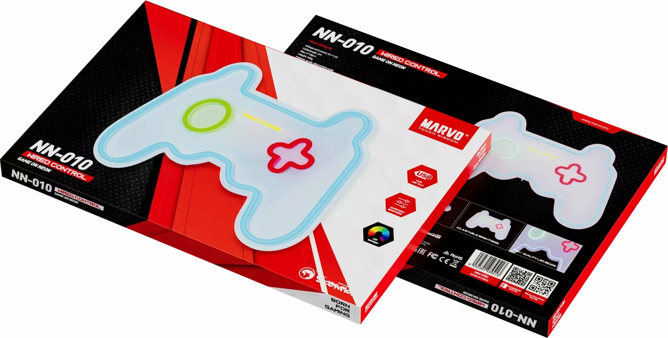 Dritë neon LED gaming Marvo Xenon 20G, USB, 41×28 cm, shumëngjyrëshe