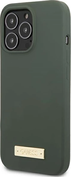 Mbështjellës Guess GUHMP13XSPLA për iPhone 13 Pro Max 6.7", silikon, MagSafe, jeshil