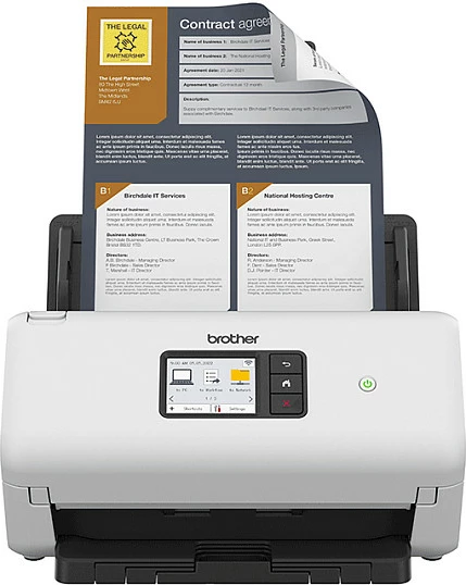 Skaner dokumentesh Brother ADS-4550W, ADF 60 fletë, duplex, Wi‑Fi/Ethernet, 35 ppm, i bardhë
