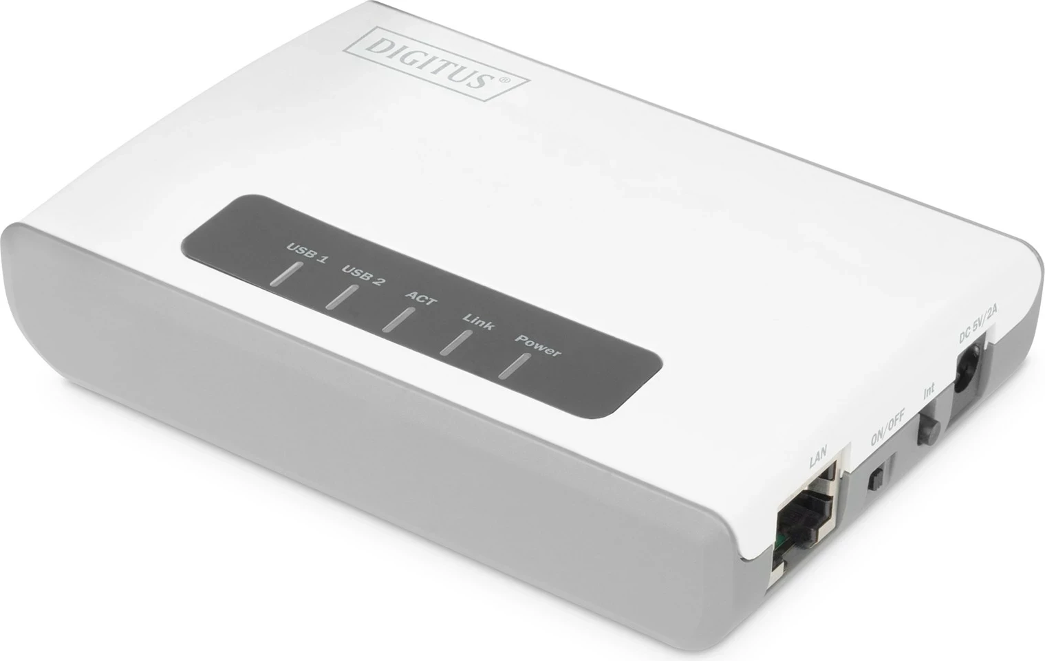 Server rrjeti multi-funksional DIGITUS 2 Port USB 2.0, 300 Mbps, i bardhë