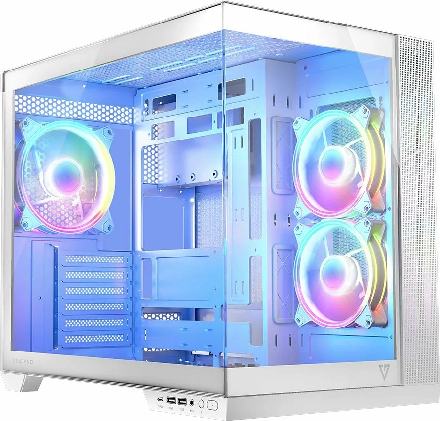 Kasë Modecom Volcano Panorama Apex ARGB 3F Midi Tower ATX, xham i temperuar, USB-C, e bardhë