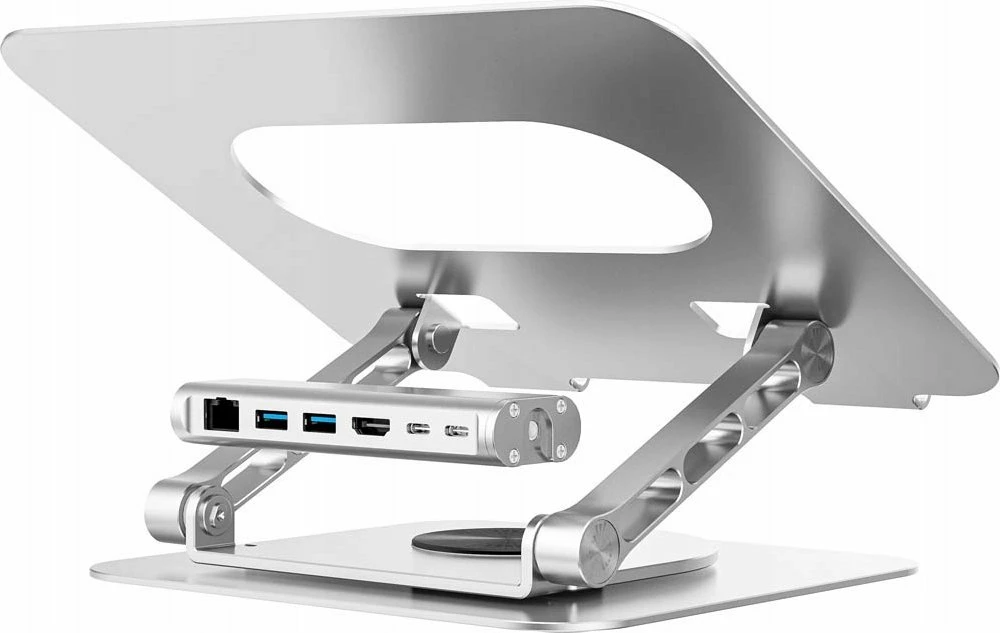 Mbajtës laptopi Unitek Top-4, deri 15.6\", USB-C hub i shkëputshëm, HDMI 1.4 4K@30Hz, PD 100W, Ethernet, argjend
