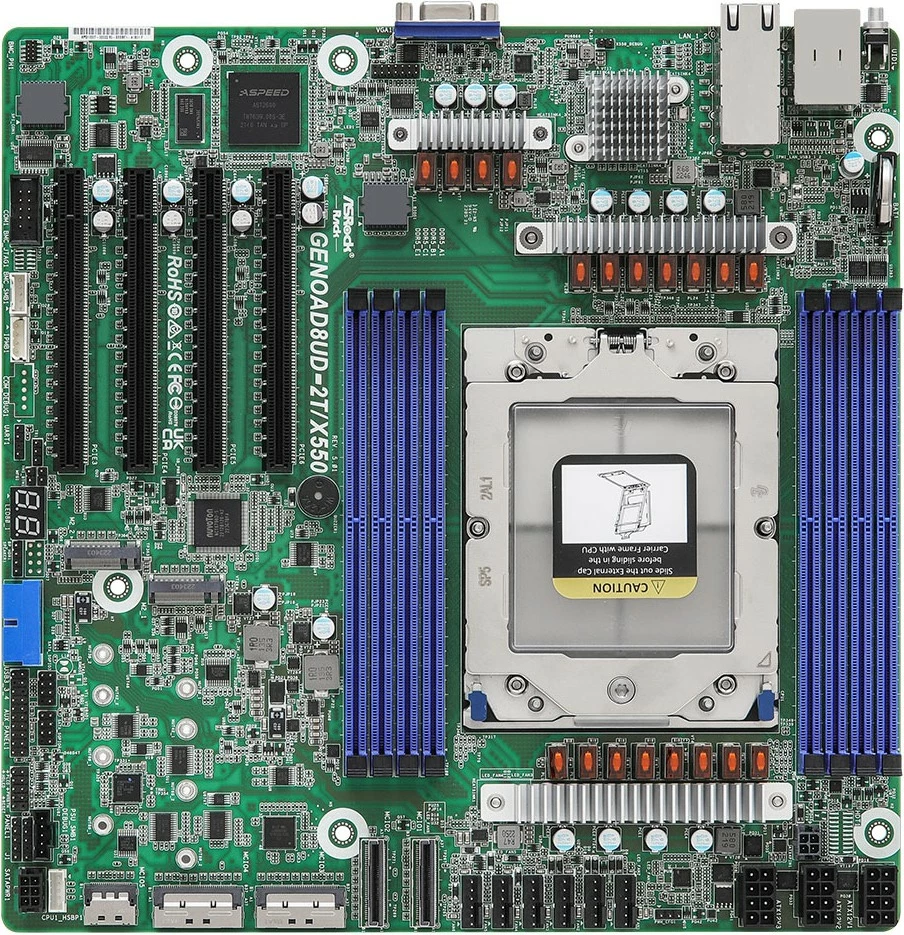 Pllakë amë ASRock GENOAD8UD-2T/X550, micro ATX, Socket SP5, DDR5, 2x 10Gb Ethernet