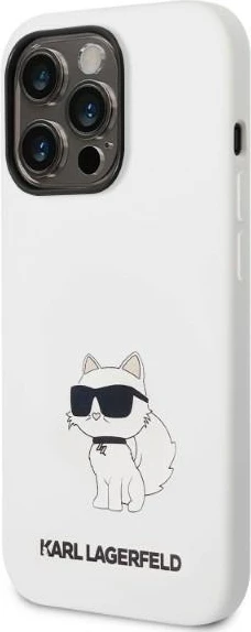 Mbështjellës Karl Lagerfeld KLHMP14XSNCHBCH për iPhone 14 Pro Max 6.7", silikon, MagSafe, Bardhë