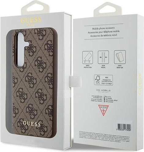 Mbështjellës Guess 4G Metal Gold Logo për Samsung Galaxy S24, Kafe