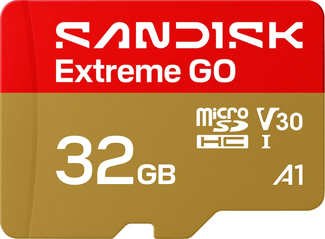 Kartelë memorie microSD Sandisk Extreme GO 32GB, UHS-I U3 V30 A1, 100MB/s, kuqe/ari