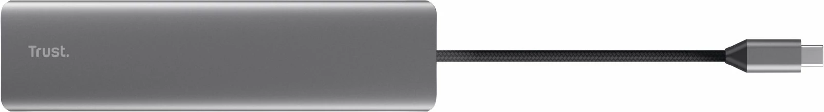 Adapter multiport USB-C Trust Dalyx 25661 7-në-1 4K@60Hz PD 100W 2xHDMI 1xDisplayPort 2xUSB-A 2xUSB-C, argjendtë