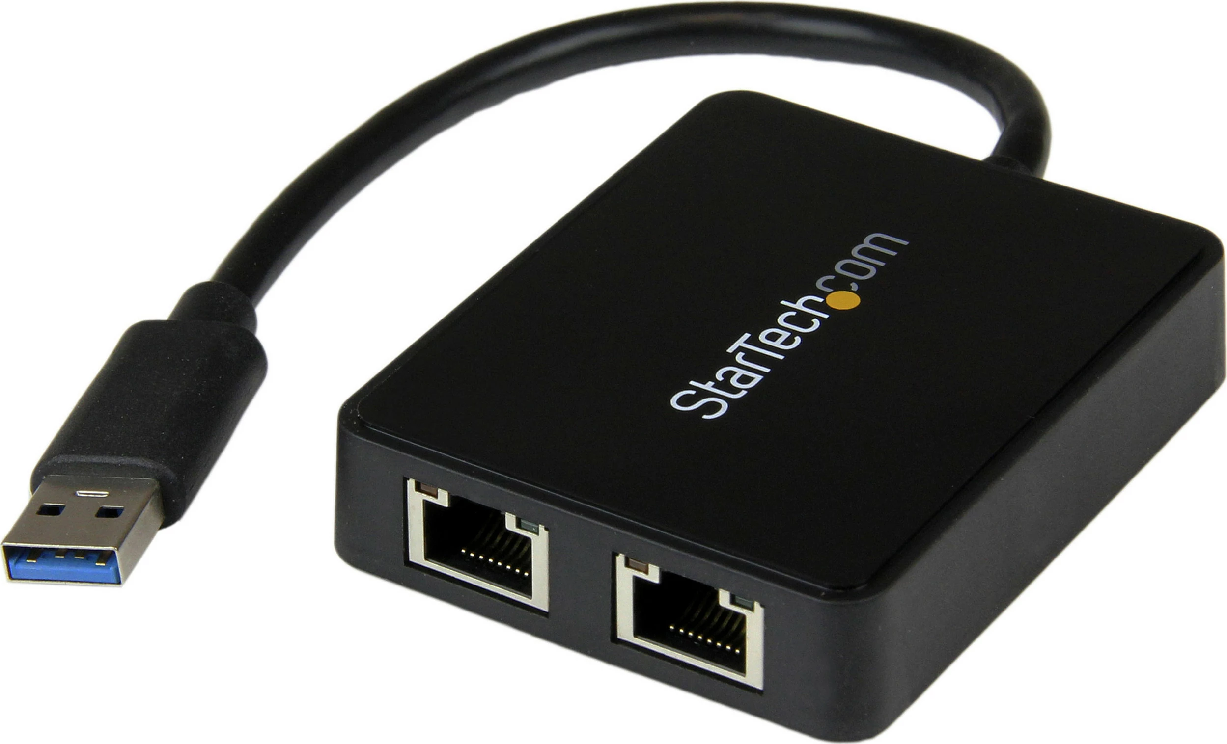 Adapter rrjeti StarTech USB 3.0 në 2x Gigabit Ethernet me port USB 3.0 pass-through, i zi
