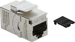 Bashkues Keystone DeLOCK 90994, RJ-45 në RJ-45, Cat6A, i sheshtë, i mbrojtur, zi/argjend/bardhë