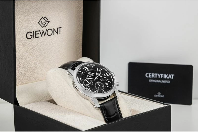 Orë dore meshkuj Giewont GW6260-A2, argjendtë e zezë, set