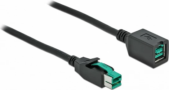 Kabllo zgjatëse PoweredUSB DeLOCK 12 V, 1 m, e zezë