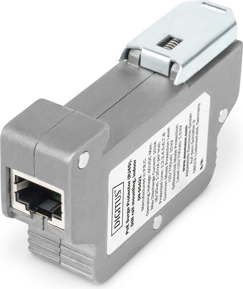 Mbrojtës PoE Digitus DN-95421, RJ45, për shina, gri