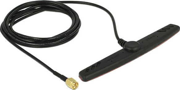 Antenë GSM/UMTS/LTE DeLOCK 89494, SMA male, 2.5 dBi, kabllo 2 m, e zezë