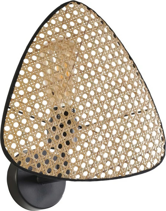Aplik muri Opviq Hera, metal e ratan, e zezë, 28cm