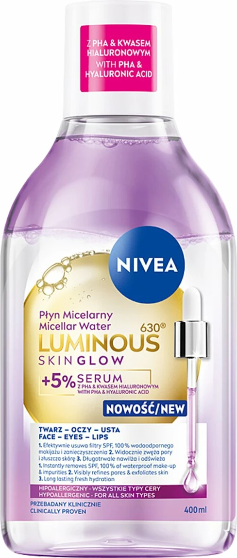 Ujë micelar Nivea Luminous630 Skin Glow për femra 400ml