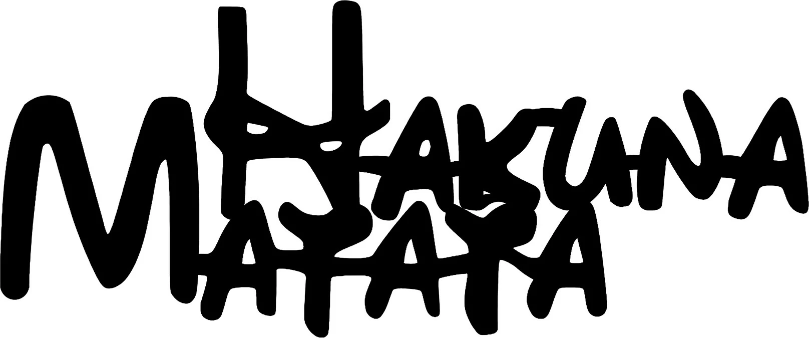 Aksesor dekorativ metalik për mur, Hakuna Matata, i zi, 66x1.5x27cm