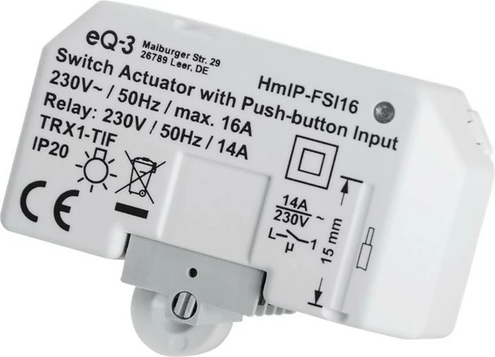 Aktuator Switch eQ-3 Homematic IP HMIP-FSI16, Butona, Bardhë