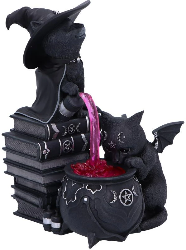 Figurinë koleksionuese Nemesis Now Cult Cuties Curious Cauldron, dekor gotik, në kuti dhurate, e zezë/e kuqe