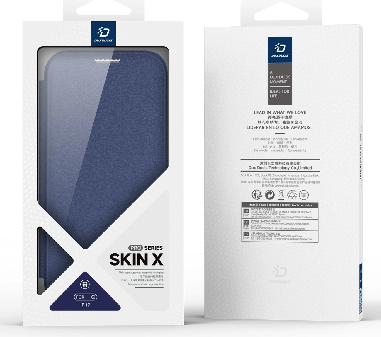 Mbështjellës Dux Ducis Skin X Pro për iPhone 17 Air me MagSafe dhe portofol, Kaltër