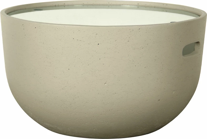 Tavolinë kafeje Cap, ngjyrë çimento e çelët, 58x58x32cm