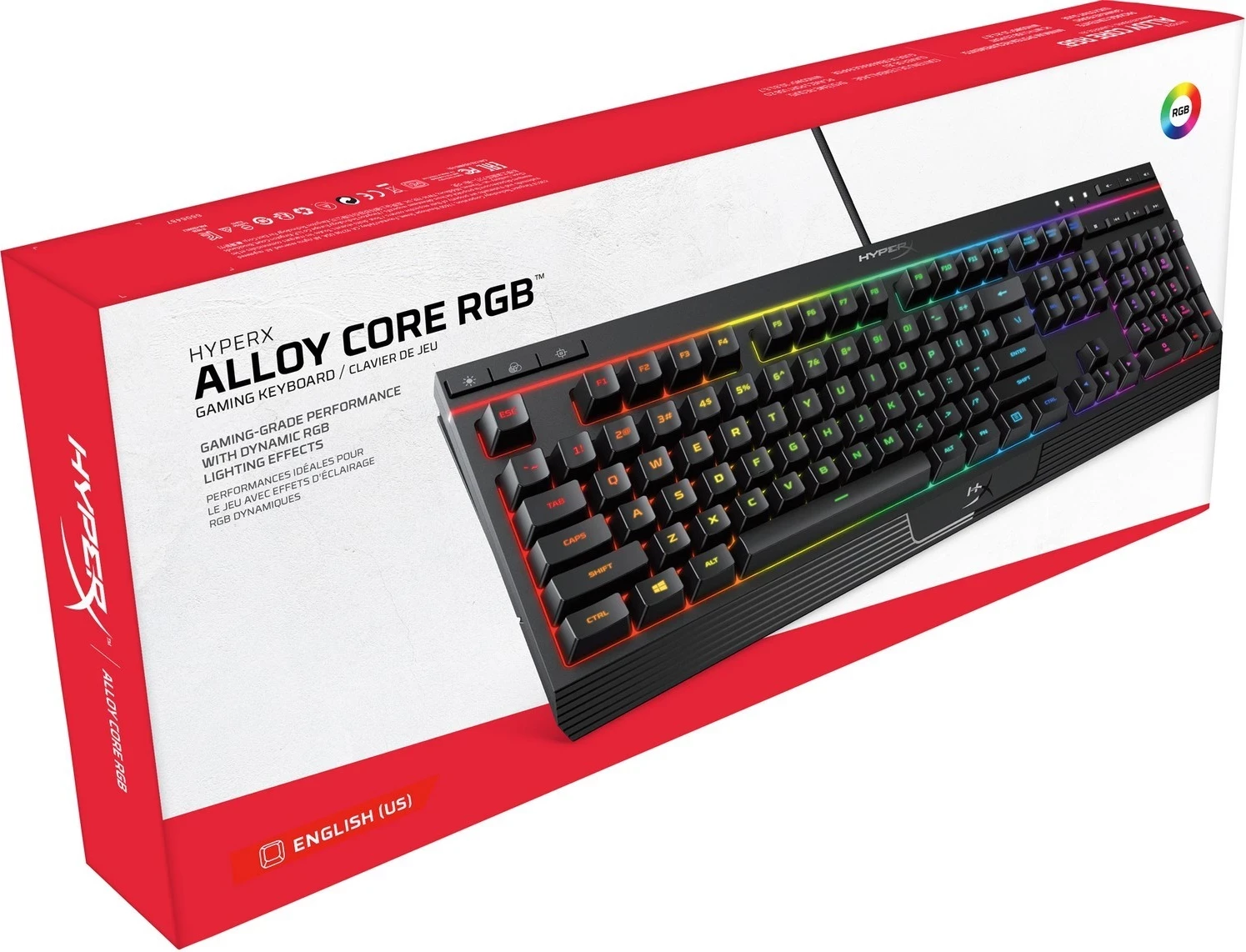 Tastierë HyperX Alloy Core RGB, QWERTY US English, e zezë