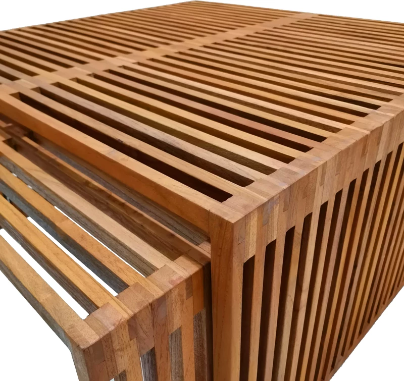 Set tavolinash Tinnie I, dru tik, ngjyrë natyrale