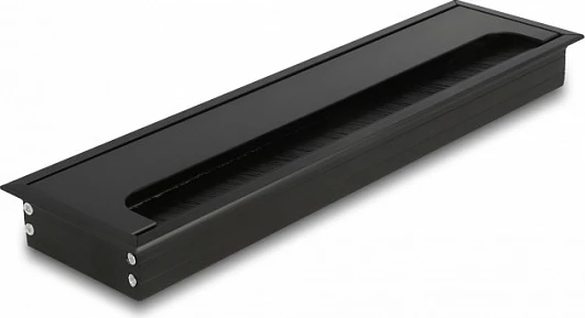 Kalues kabllosh për tavolinë DeLOCK me furçë, alumin, 300 x 80 x 28 mm, i zi