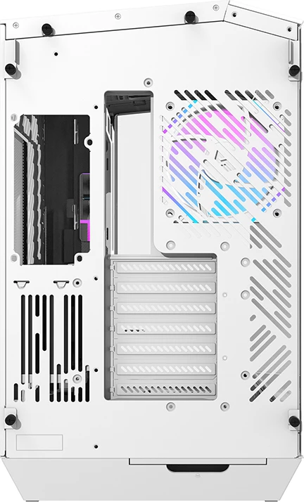 Kasë Darkflash DY470 me 4 ventilatorë ARGB dhe mbajtëse GPU, e bardhë