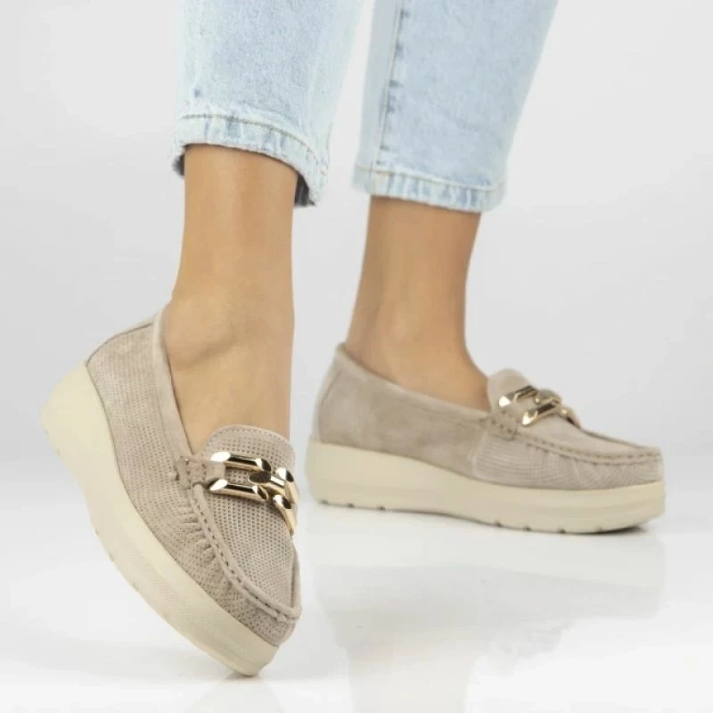 Mokasina platformë Filippo DP7652, bezhë