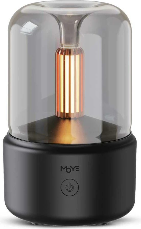 Difuzor aromash Moye Aura Candle 120 ml USB-C me dritë LED efekt qiri, i zi