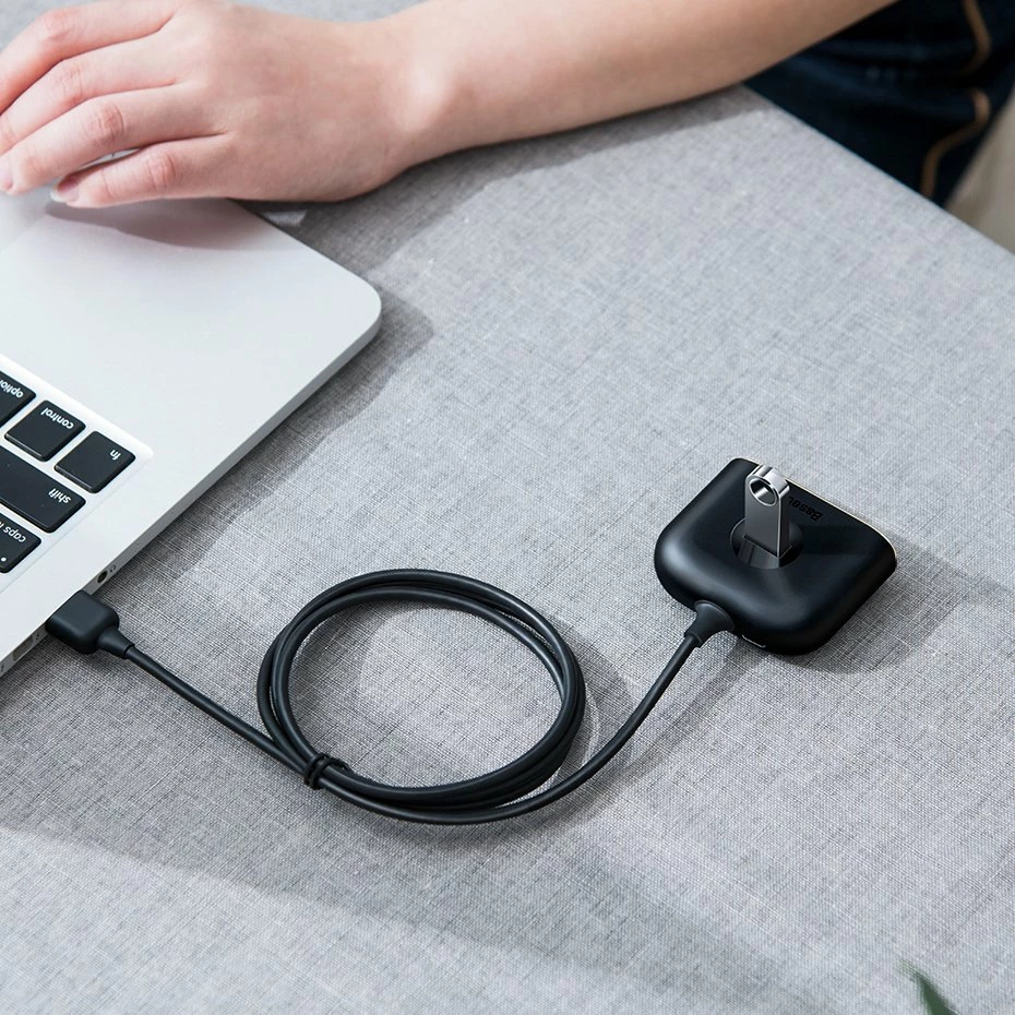 HUB Baseus Square CAHUB-AY01, 4 porte USB-A, 1m, e zezë