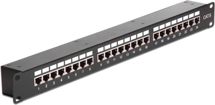 Patch panel DeLOCK 43295, 24 porta, Cat6, 1U, e zezë