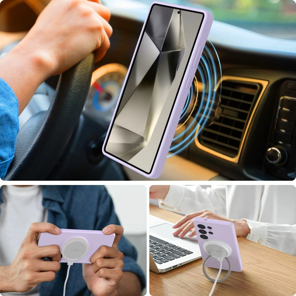 Mbështjellës Tech-Protect Liquid Silicone MagSafe për Samsung Galaxy S25+, Violet