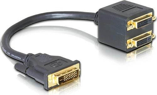Adapter DVI DeLOCK DVI25 M në 2x DVI25 F, 0.2 m, i zi